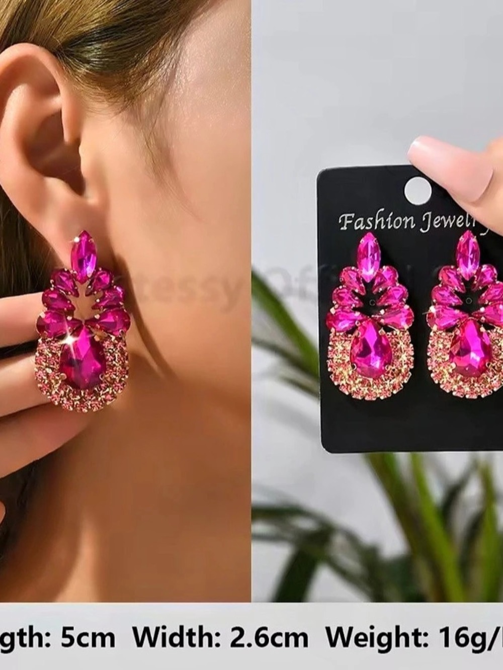 Pink & Gold Crystal Drop Earrings NWT
